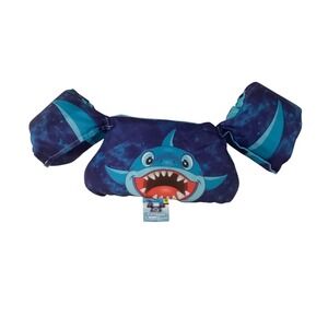 SwimWays 2 in 1 Trainer Shark Life Jacket Kids PFD Blue Sta Pattern USCGType III